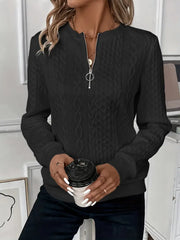 Elysha - Textured Quarter-Zip Pullover