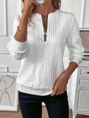 Elysha - Textured Quarter-Zip Pullover