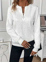Elysha - Textured Quarter-Zip Pullover