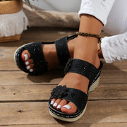Saira - Floral Wedge Sandals