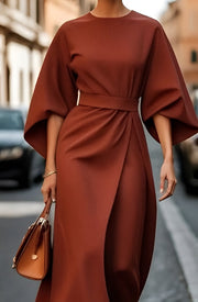 Marisca™ - Minimalist Belted Luxe Dress