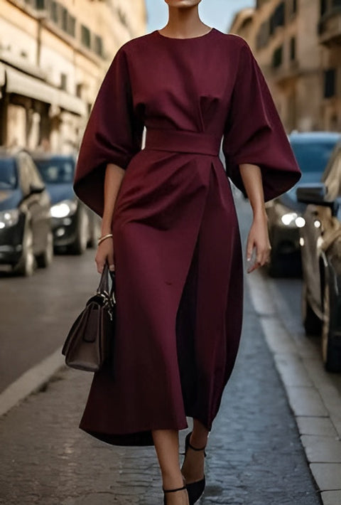 Marisca™ - Minimalist Belted Luxe Dress